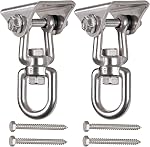Heavy Duty 360° Swivel Swing Hanger, Stainless Steel Swing Hook for Ceiling Wooden Porch Swing Hanging kit Playground Gym Rope Boxing Bag Hammock Chair Yoga Mount 1000 lb Capacity
