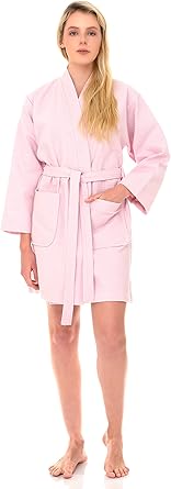 TowelSelections Womens Waffle Robe Kimono Spa Bathrobe Short Waffle Weave Bath Robe for Women XS to 3X