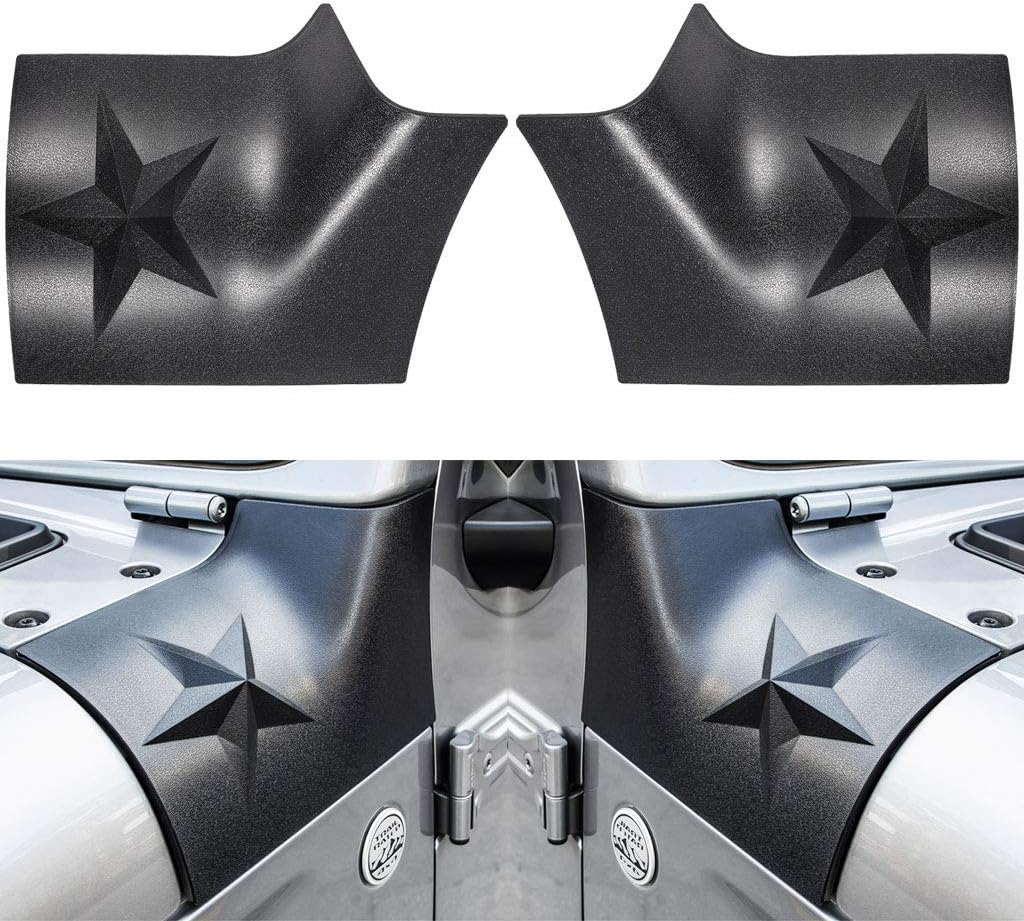 Updated Version Cowl Body Armor Outer Cowling Corner Guards Compatible with Wrangler JL Off Road Sport Exterior Black Army Star