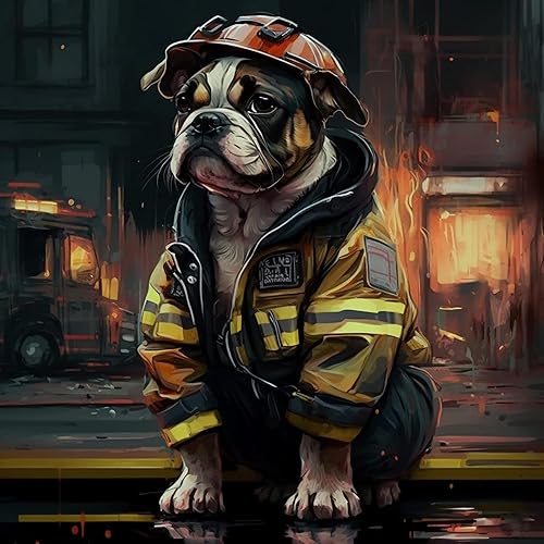 ZWJXYR Pintura por números para principiantes, bombero, creativo, animal, perro, construcción, bricolaje, kits de pintura acrílica, pasatiempos para