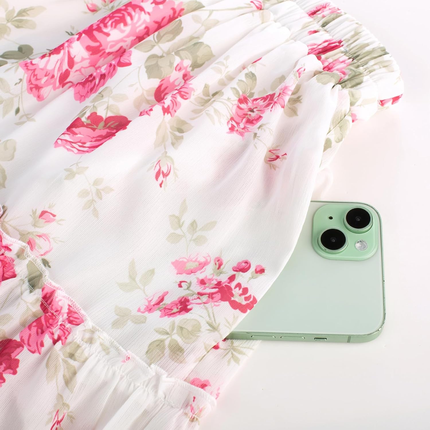 Scarlet Darkness Floral Maxi Long Skirts for Women Summer 2026 Tiered Skirt Flowy Boho Fairy Skirt with Pockets - Image 2