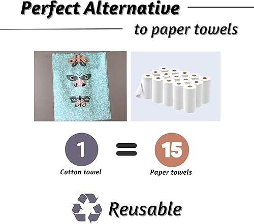 Miniatura 7 de Folkulture Juego de 4 toallas de cocina con lazo para colgar, 100% algodón reciclado para secar platos, paños de cocina de 28 x 20 pulgadas o