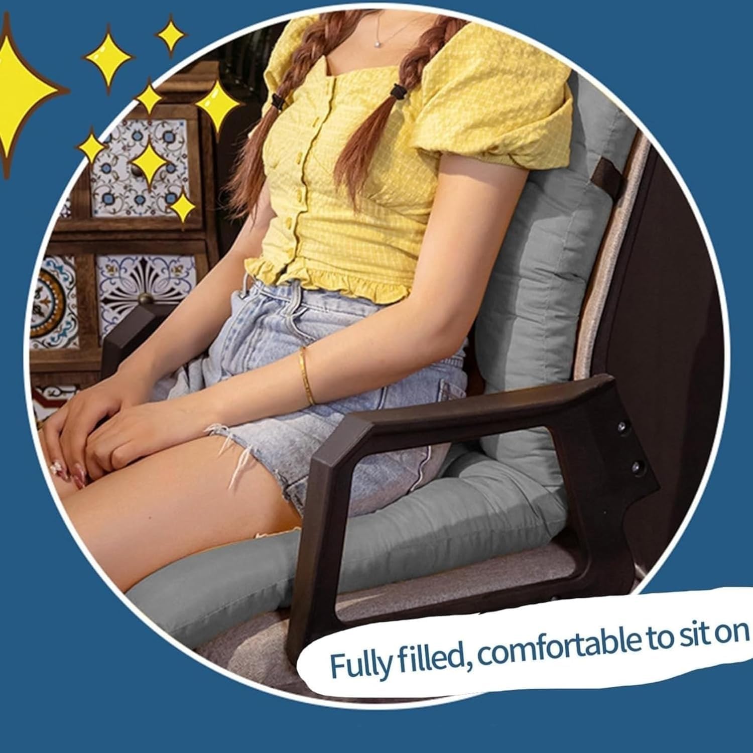 Garden Chair Cushions with Backs, High Back Cushion，Soft Outdoor Seat Pads, Rocking Chairs Cushion for Recliner Patio Sunbed Bench Cotton Sun Lounger(Gray,45 * 125cm)