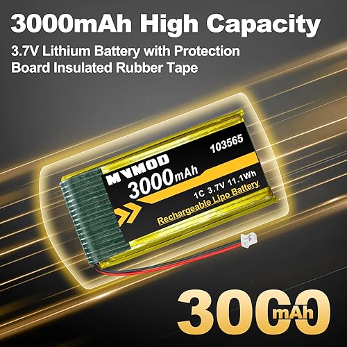 Miniatura 6 de Batería recargable de litio de 3.7V 3000mAh, paquete de 4, batería LiPo 1S 1C para placa de desarrollo Arduino ESP32 con enchufe micro JST 1.25 y