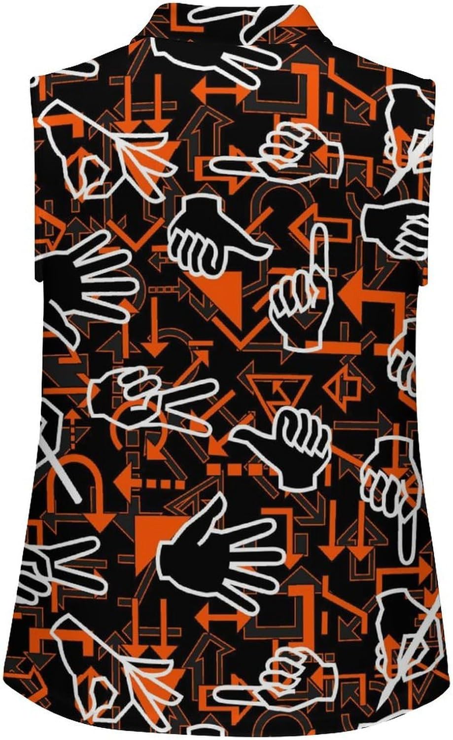 Hand Gestures and Arrow Pattern Women's Golf Shirt Sleeveless Polo Shirts Tank Tops Blouses Tennis T-Shirts Casual