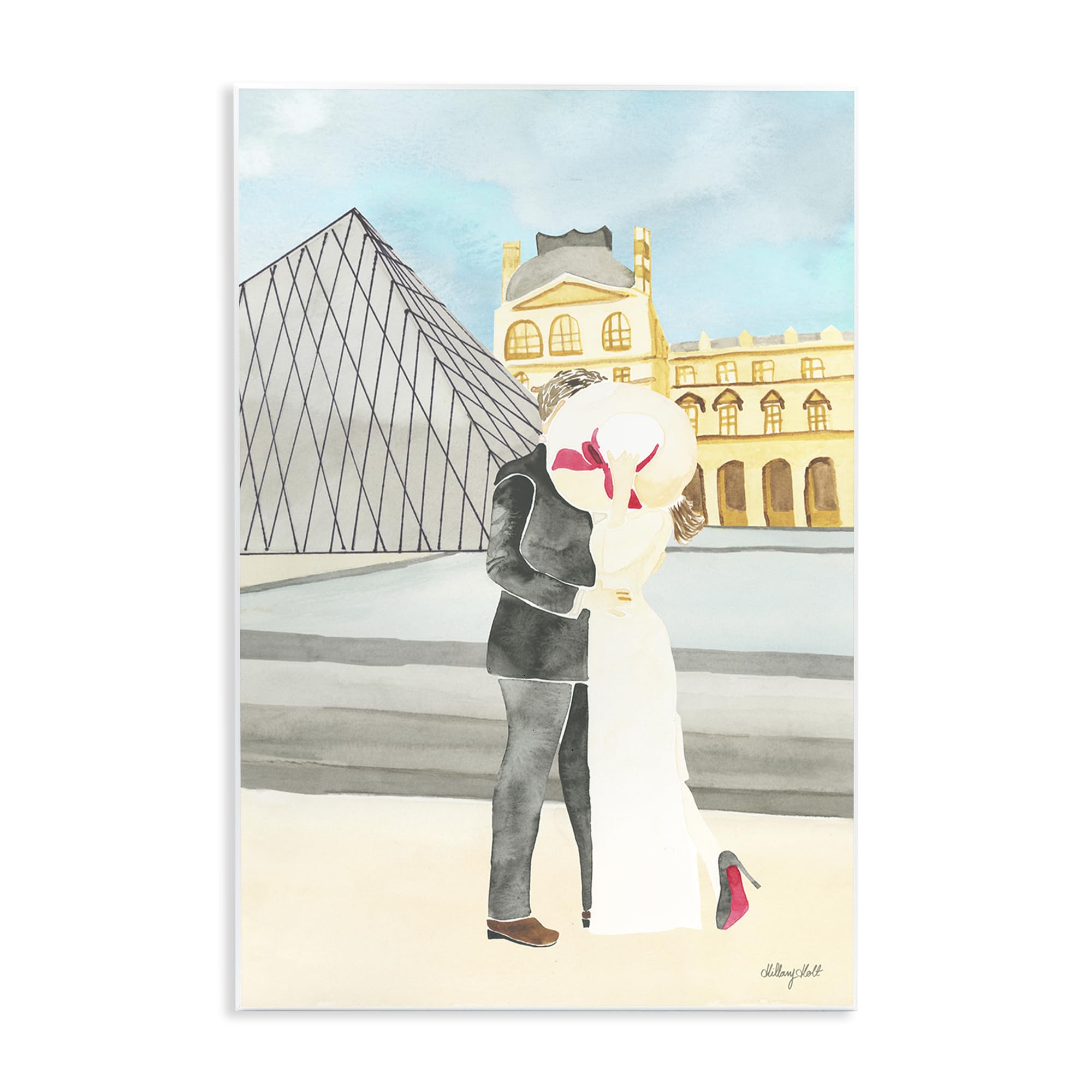 'Couple Embrace At The Louvre'| Wall Plaque Art