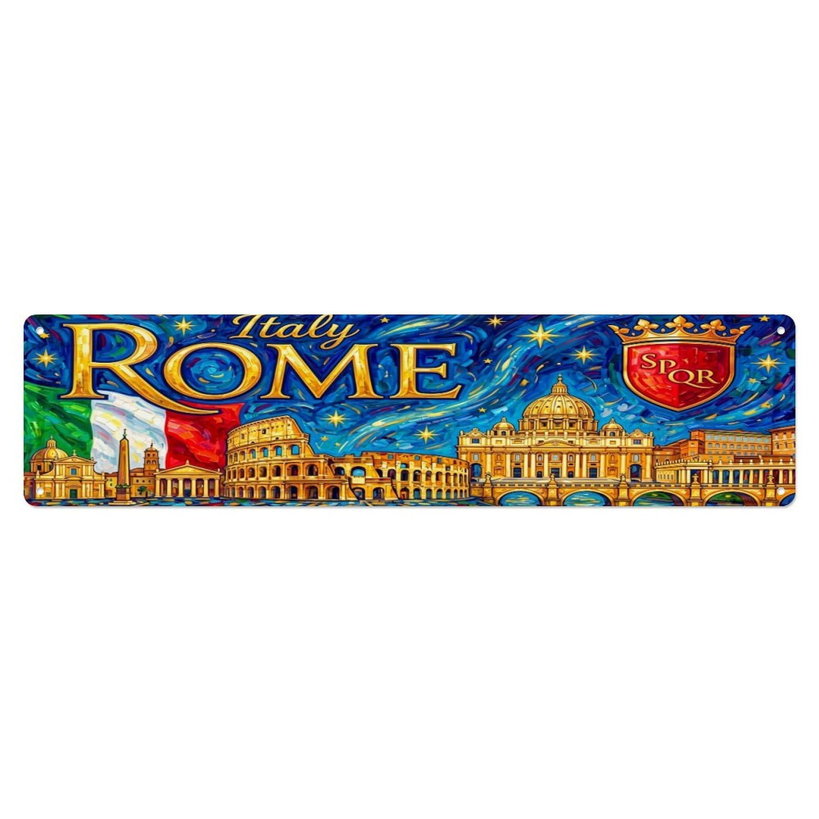 Italy Rome Landmark Skyline Art Metal Tin Sign Plaque