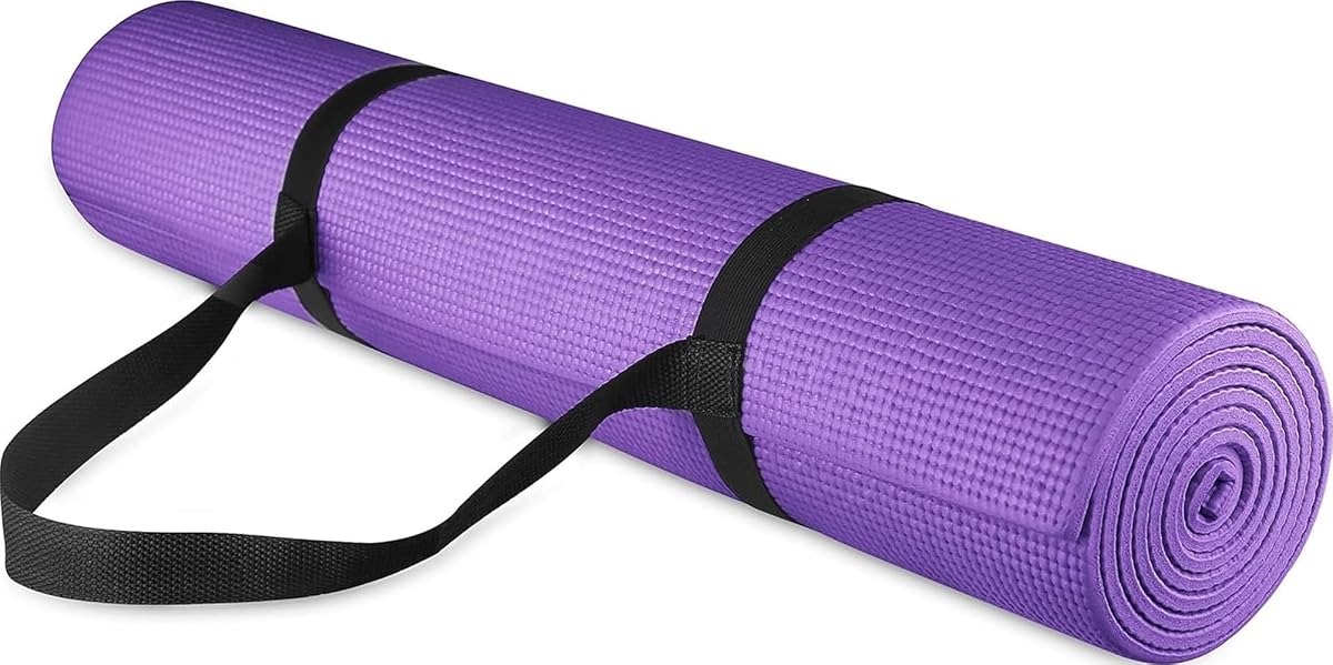 Fitvids Esterilla de yoga multiusos de alta densidad de 1/4 pulgadas con correa de transporte, varios colores