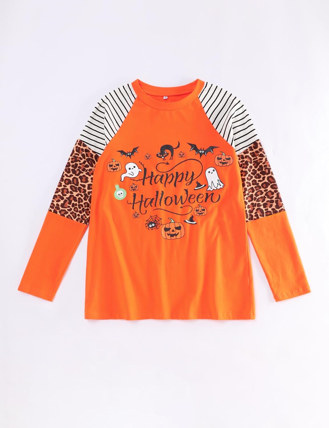 Halloween Long Sleeve Shirts for Women Orange Halloween Crewneck Top Outfit