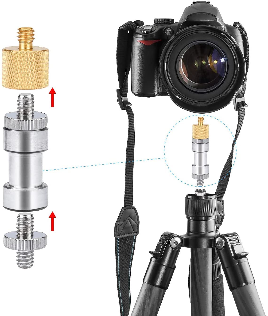 8 Pièces 1/4'' à 3/8'' Filetage Vis Convertir Adaptateur Convertisseur, Vis Adaptateur Caméra Vis 1/4" à 3/8" Convertisseur Vis Pour Trépieds Et Monopods, Rotules, Flash Lights, Reflex DSLR