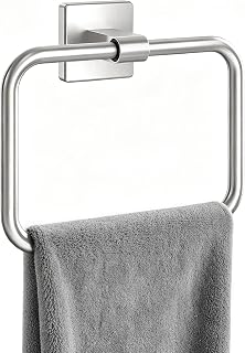 Jesginboo Hand Towel Holder, Rectangular Towel Ring, Brushed Nickel