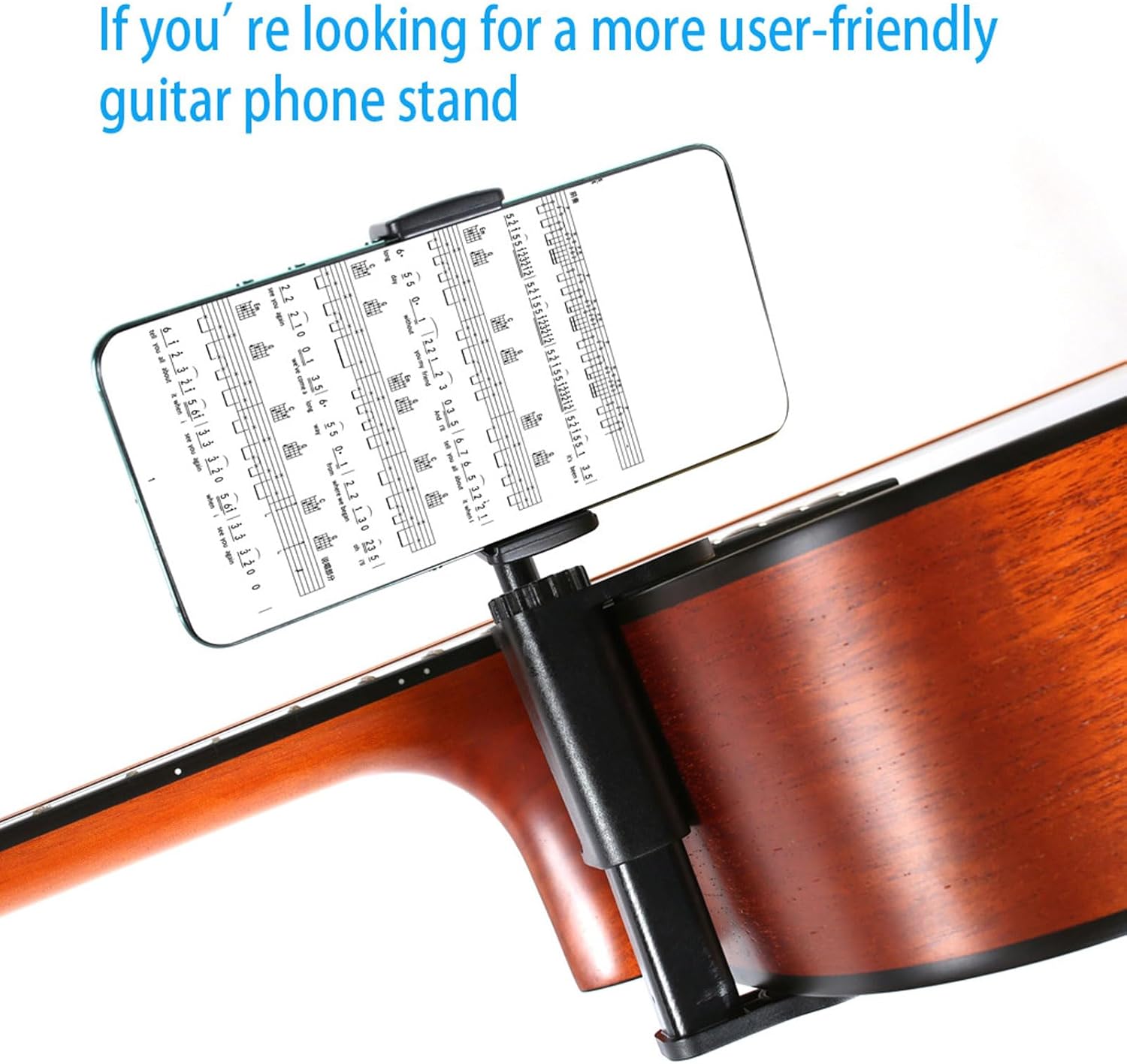 Eujgoov Versatile Phone Holder Adjustable Clamp Flexible Locating for Guitar Phone Stand for Classical Acoustic Electric Guitars