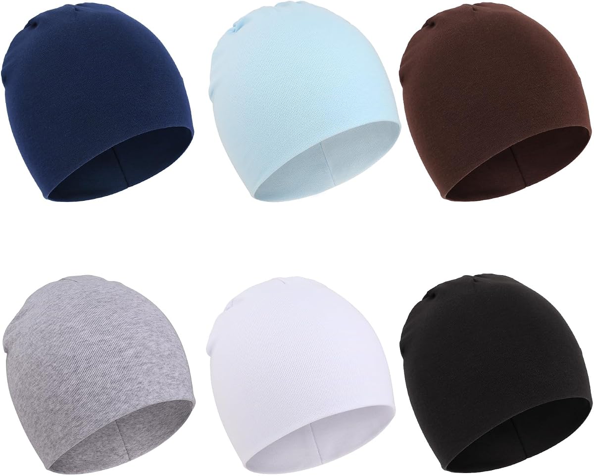 DRESHOW BQUBO Paquete de 6 gorros de bebé para niños y niñas, gorro de bebé unisex, gorro de punto suave, gorro de guardería para recién nacido, niño pequeño
