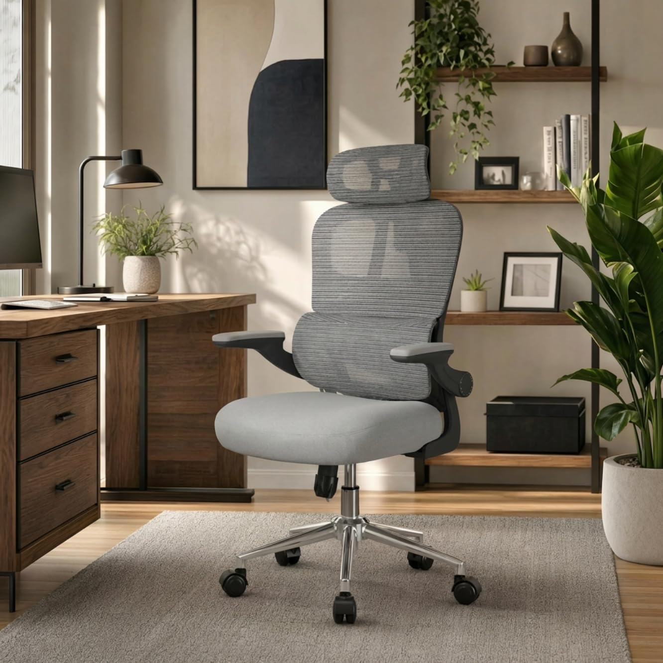 FLEXISPOT Ergonomic Office Chair with Syncro Tilt Adaptive Armrests, Desk Chair with Adjustable Backrest, Ergonomic Lumbar Support, Sponge Cuishion Seat - Swivel Chair with Wheels โ image 1