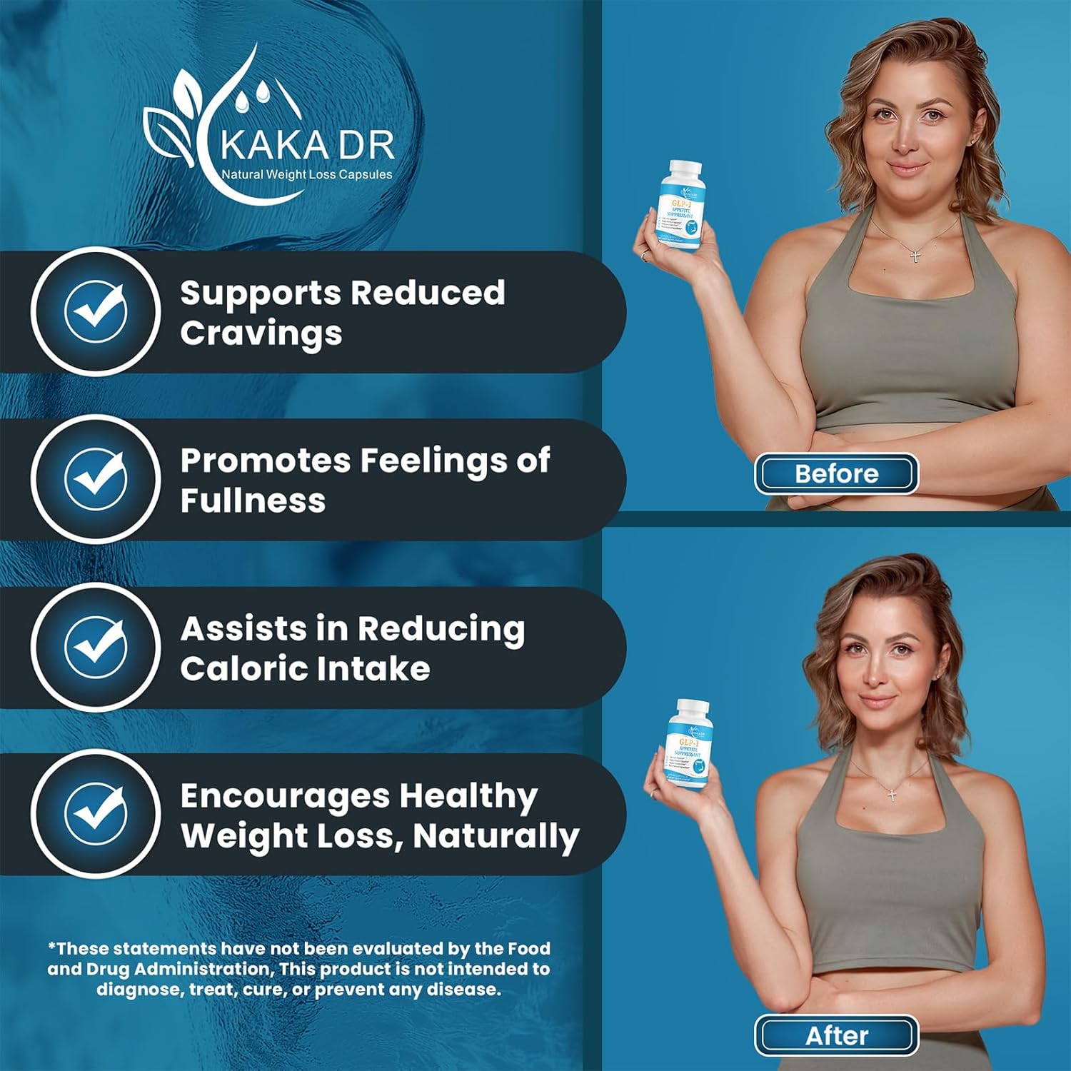 GLP-1 Supplement Weight Loss Pills for Women, Appetite Suppressant for Women and Men, Metabolism Booster, 3rd Party Tested Supplement, Made from a Variety of Natural Ingredients - 60 Pills - Image 2