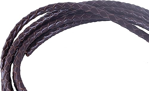 Miniatura 2 de KONMAY Cordón de cuero trenzado marrón de 2 yardas de 0.157 in para fabricación de joyas y proyectos de bricolaje, cuerda de lazo Bolo