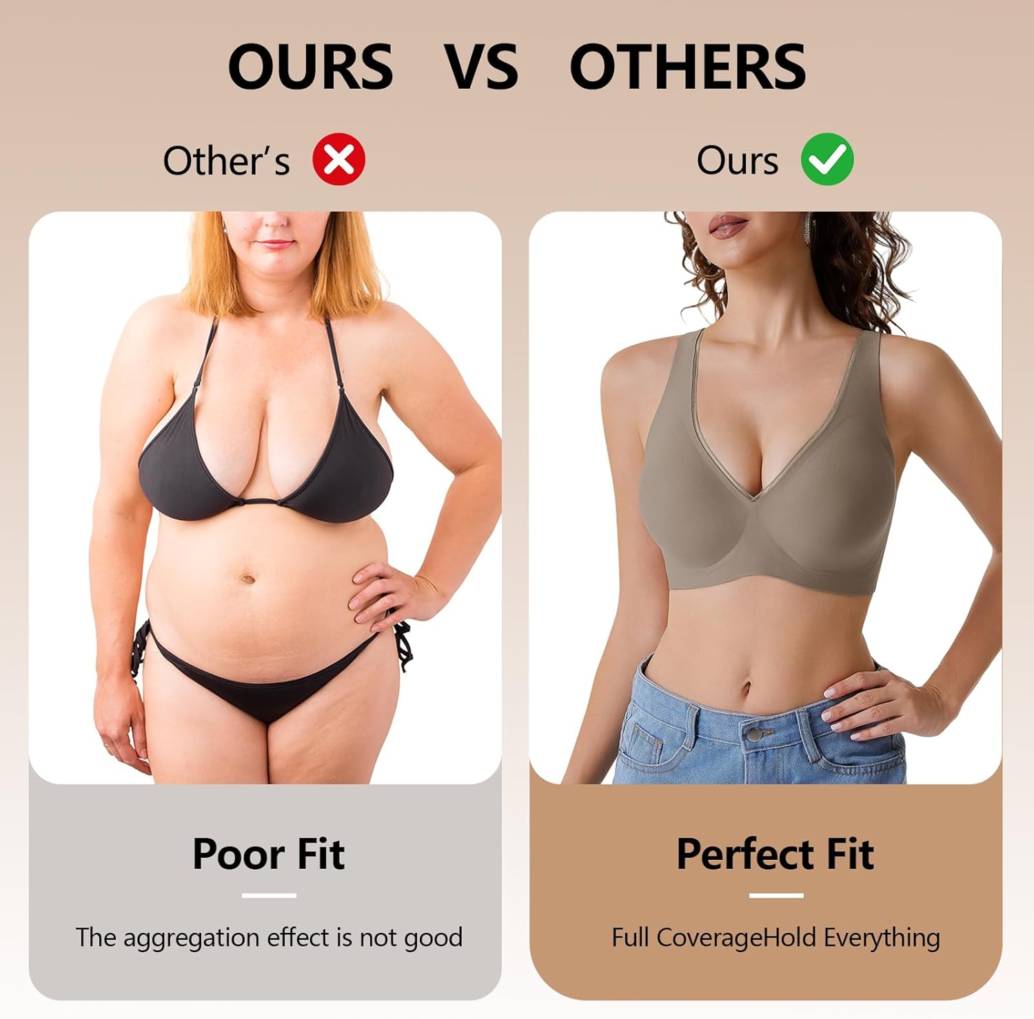 Womens Deep V Bras Wireless Comfortable Bra Supportive No Underwire Bra Full Coverage Sport Everyday Tshirt Bras - Image 4