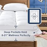 TEXARTIST Mattress Topper Full Size Thick Mattress Cover Breathable Cooling Pillow Top Double Mattress Pad for Back Pain with 8-21" Deep Pockets,White