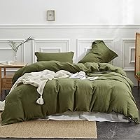 Vista 41 de Simple&Opulence Juego de funda de edredón 100% lino, 2 piezas, estilo básico, de lino lavado francés, color sólido, suave, transpirable, con cierre
