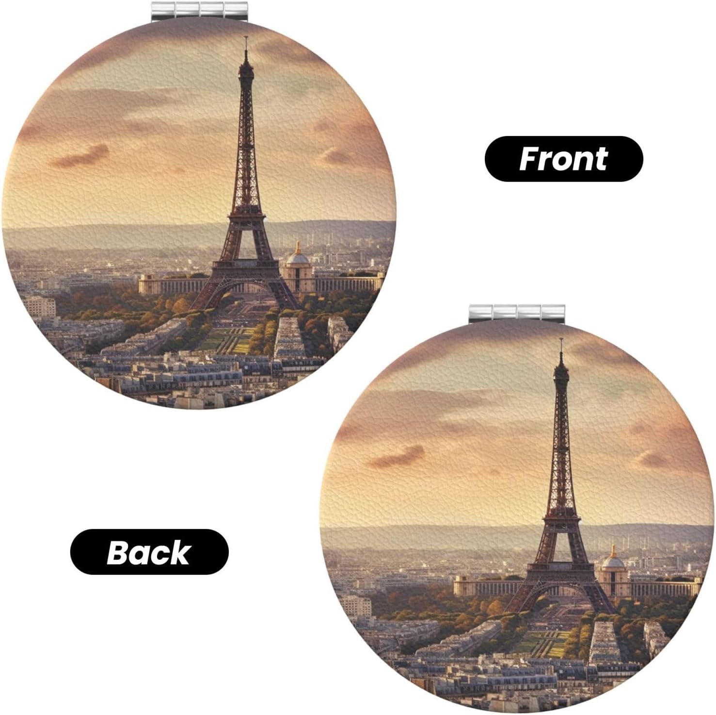 Eiffel Tower and City Compact Mirror for Purse, Double-Sided 2X/1X Magnifying Mirror for Women Men, Travel Makeup Mirror for Handbag, Handheld Vanity Mirror for Gift image 2