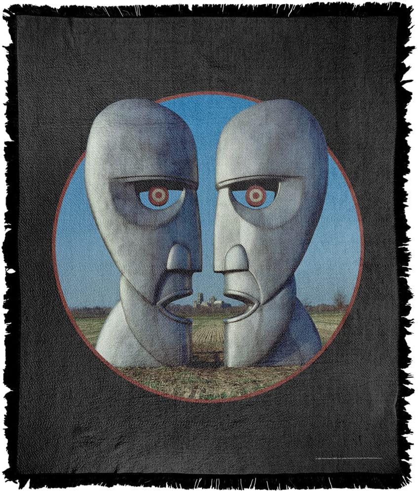 LOGOVISION Pink Floyd Blanket, 50"x60" Division Bell Cover Woven Tapestry Cotton Blend Fringed Throw