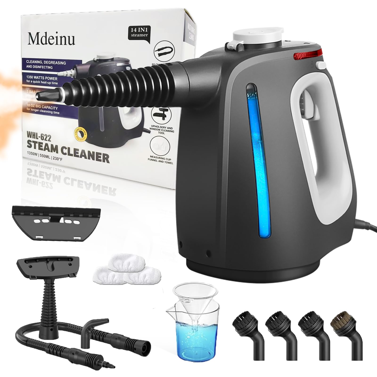 Pressurized Handheld Steam Cleaner for Home Multi-Surface Steamer with 14 PCS Accessories for House Cleaning 20S Fast Heat