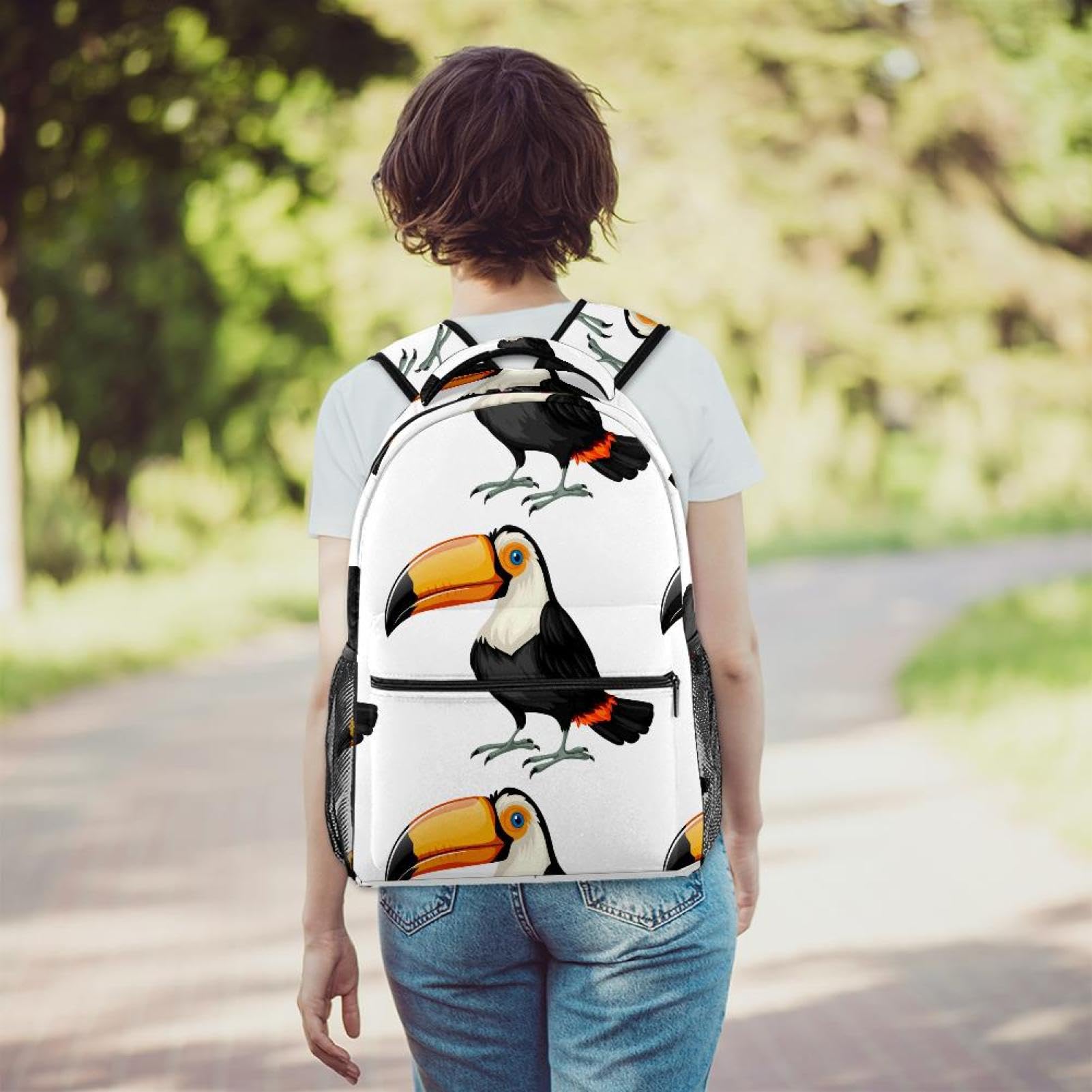 Zaino scolastico per uomini e donne, borsa da viaggio per computer portatile con uccello, leggero, zaino casual per libri