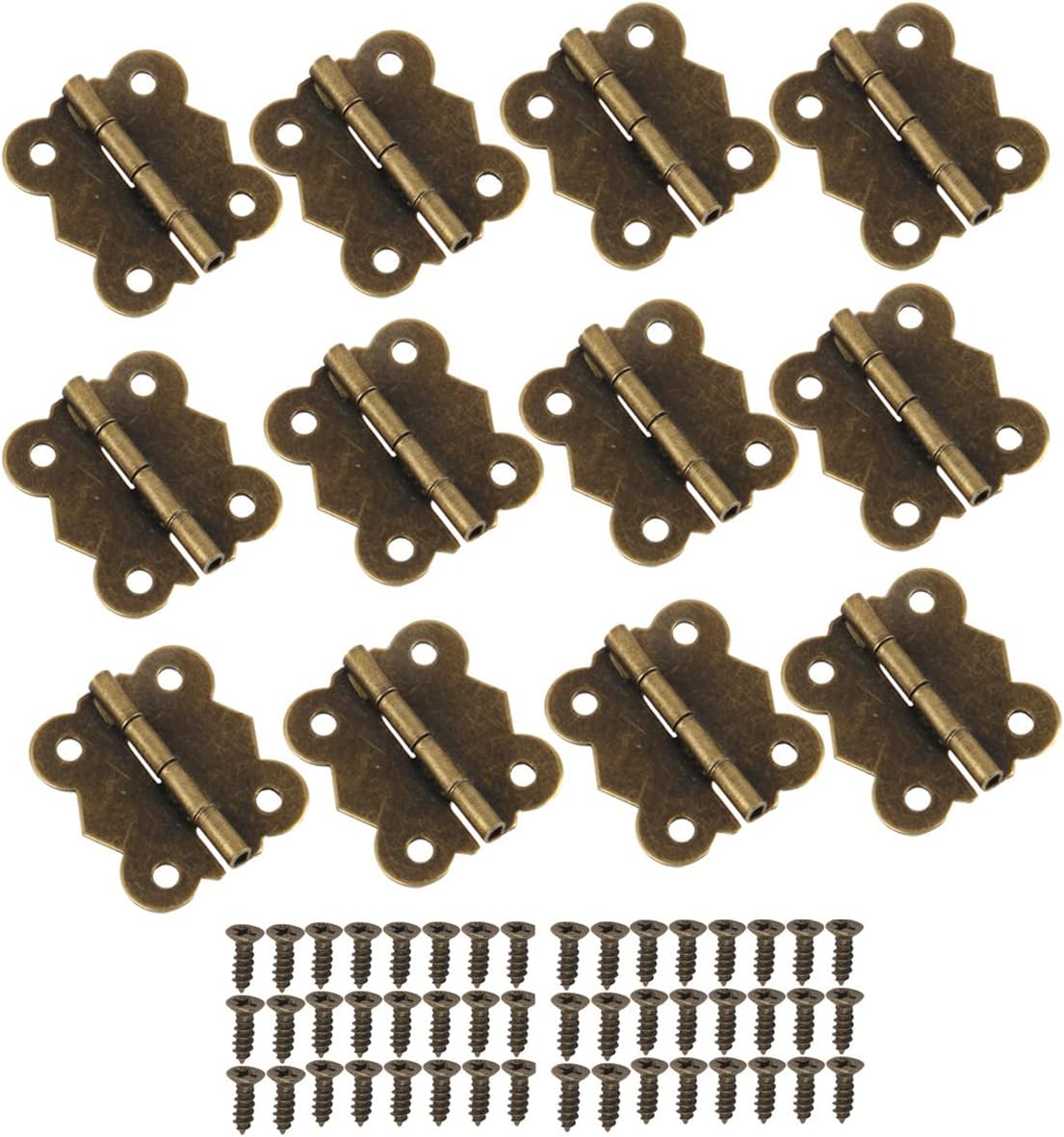 12 Pcs Antique Bronze Butterfly Hinges, Retro Vintage Style Hinges with Screws for Cabinet Crafts Wooden Jewelry Box Gift Box (20 x 17mm)