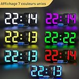 Seutgjie Digital Alarm Clock LED Display, 3D Digital Desk/Wall Clock RGB 14 Colors Snooze 12/24H 3 Adjustable Brightness Night Mode Double Alarm with Remote Control Black for Bedrooms Gaming Room - 5