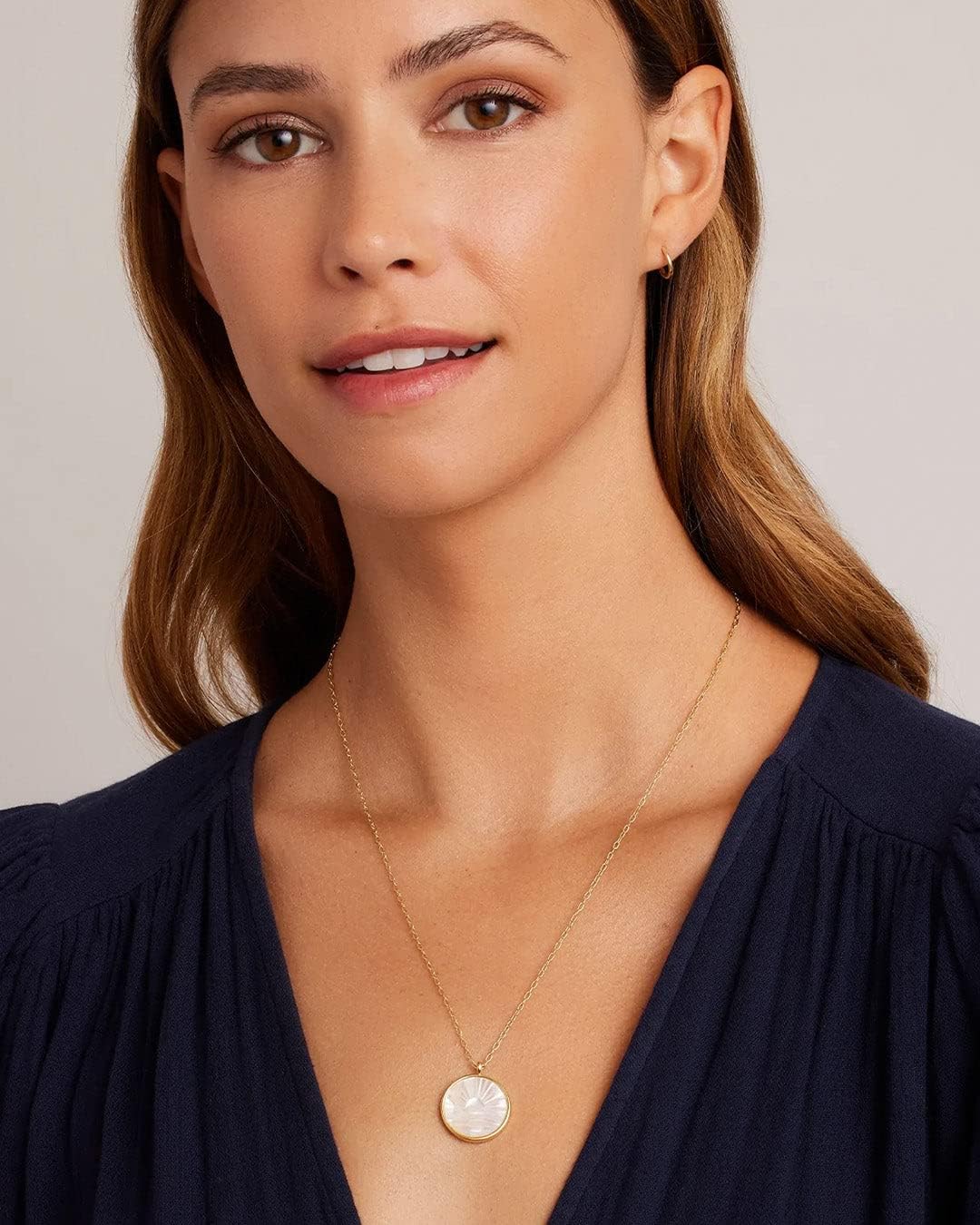 gorjana - Sunset Etched Necklace 19"-21" - 18k Gold-Plated - Mother of Pearl Pendant, Adjustable Chain - Layering Necklaces - Ideal Gifting Packaging - Image 4