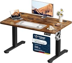 TRIUMPHKEY Electric Height Adjustable Standing Desk 110 x 60 cm | Brown, Keyboard Panel Control Memory Functions, Ergonomic Sit-Stand Computer Table for Home Office