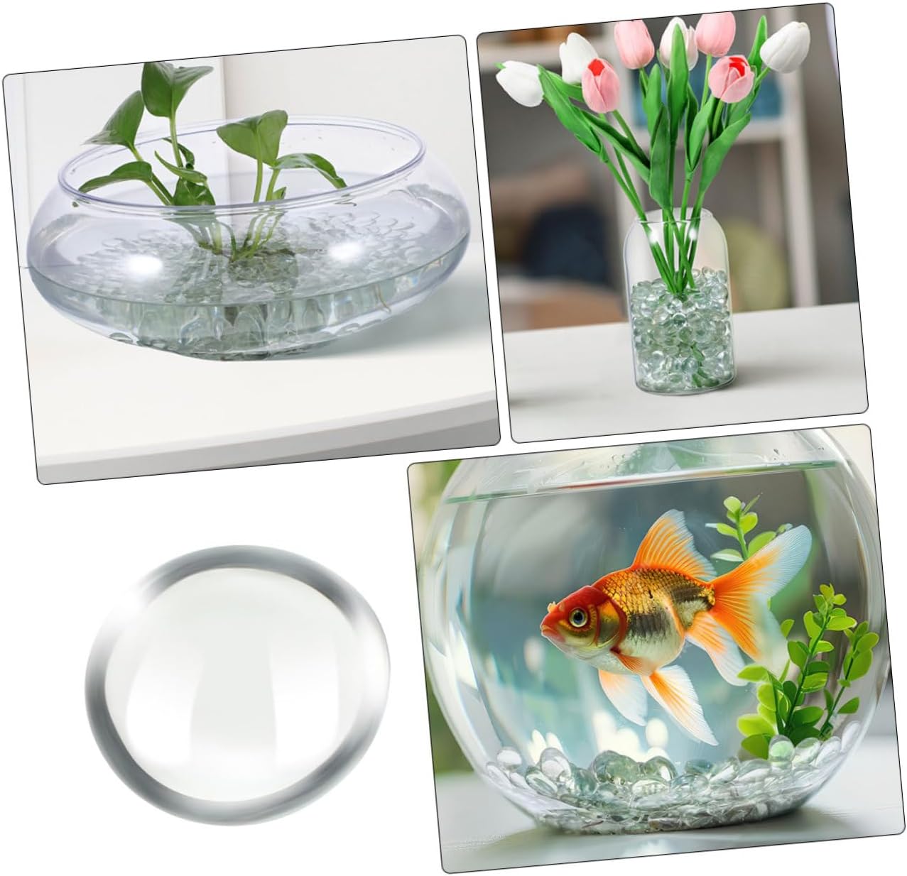 300pcs Transparent Flat Glass Beads Decorative Pebbles for Vases Fish Tanks and Aquariums Unique Handmade Flower Filler for Home and Wedding Decor