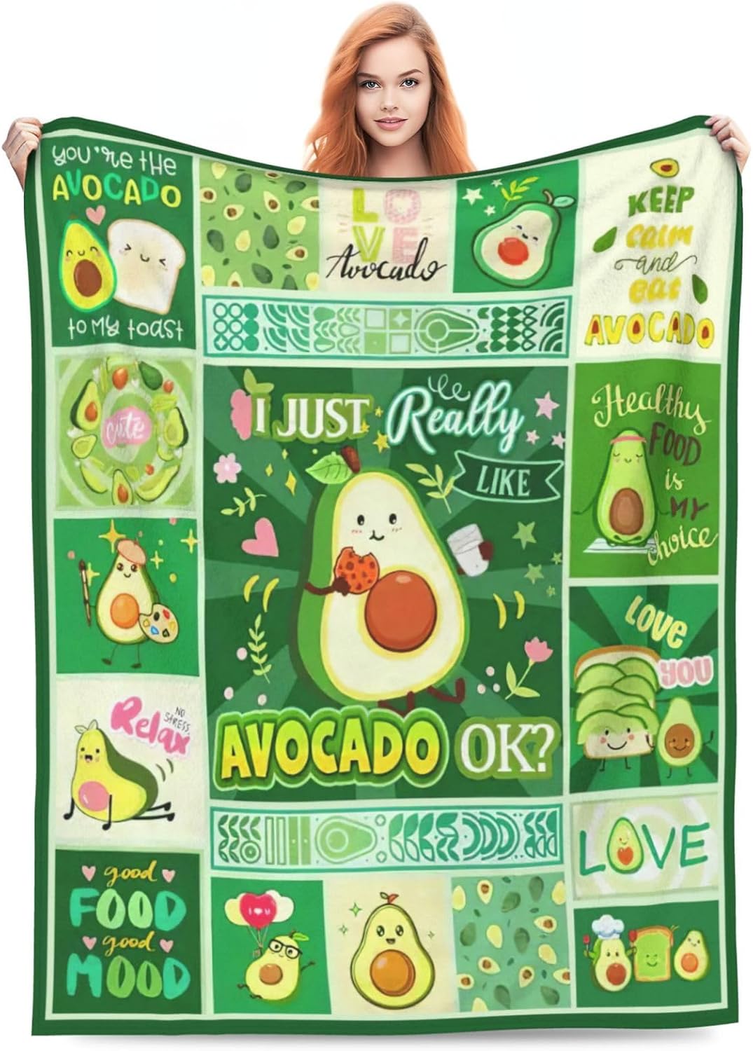 SweetFox Avocado Blanket, Funny Cute Avocado Decor Throw Blanket Gifts for Girls Boys Lovers Super Warm Soft Plush Lightweight Fleece Flannel Winter Bedding Blankets for Kids Adults Women 50"X40" - Image 5