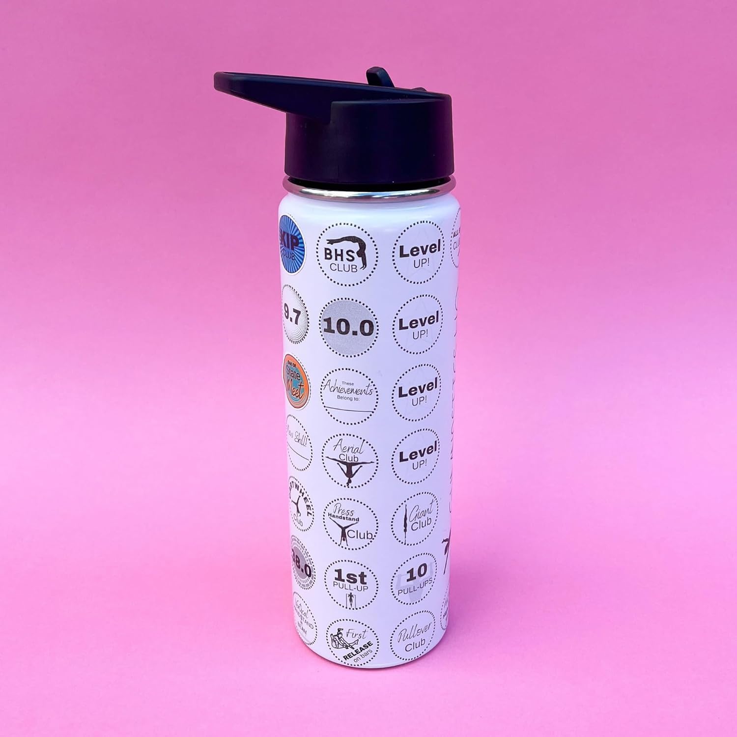 Gymnastics Achievements Water Bottle for Girls- Fun Accessories Bundle with Stickers