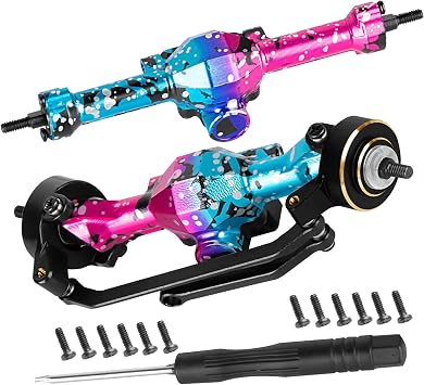 Front Rear Axles Upgrades Part for 1/30 SCX30 Jeep Wrangler JLU 4X4/F0rd Bronco 4X4 Chev rolet K10 AXI-2260T1/AXI-2261T2/AXI-2048T1,Aluminum Front&Rear Axle,Color