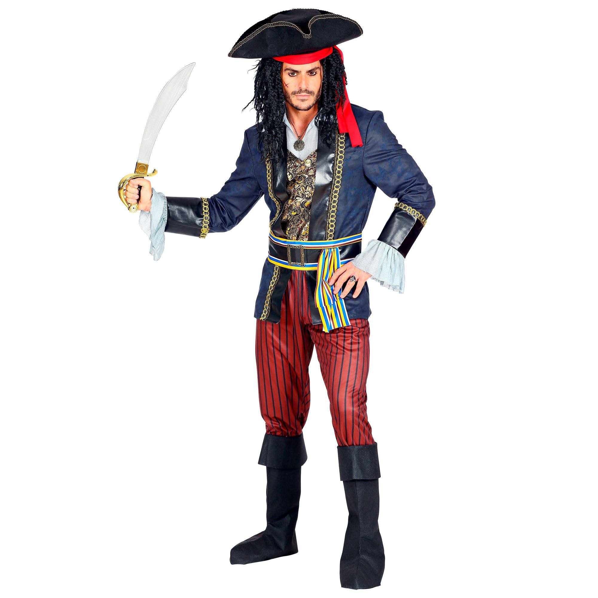 W WIDMANN MILANO Party Fashion Pirate Captain (Coat with Vest & Shirt, Pants, Belt with Buckle & Sash, Boot Covers, Hat with Bandana) - (XXL)