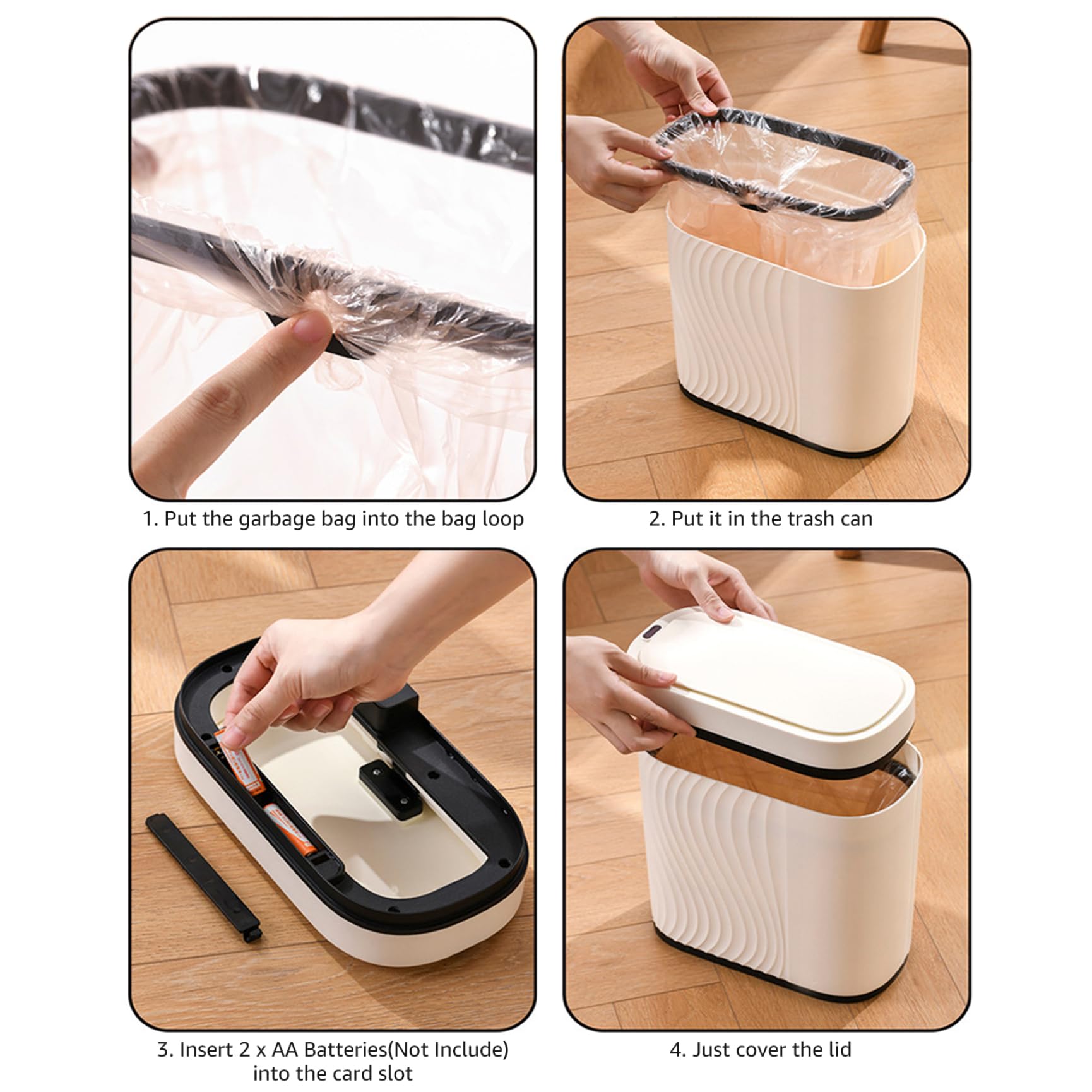 Pattumiera da Bagno 12x10x6 Sensore di Movimento Pattumiera Automatica con Coperchio Stretta Impermeabile per Bagno, Camera da Letto, Ufficio, Senza Batteria.