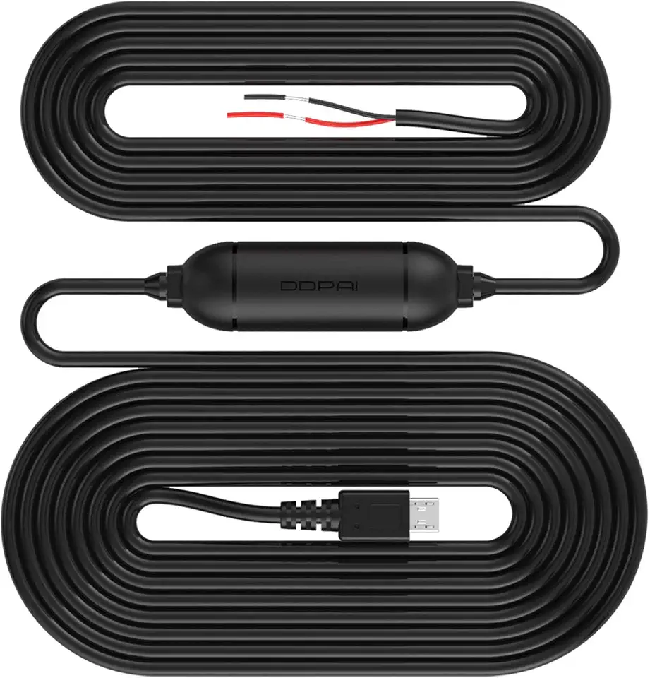 Ddpai Dash Cam Hard Wire Kit for Mini Pro Dashcam, 11.5ft, Micro USB Port Converts 12V-24V to 5V/2.5A w/Fuse Kit, Installation Tool, Low Voltage Protection for 24Hrs Parking Mode