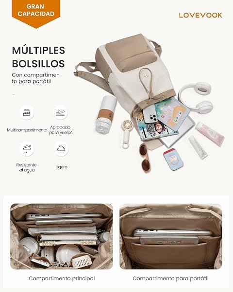 LOVEVOOK Mochila Portatil Mujer 15.6/17 Pulgadas, Mochila Mujer Impermeable Antirrobo con Puerto USB para Universidad Escolares Viaje Trabajo Negocios Profesora - 3