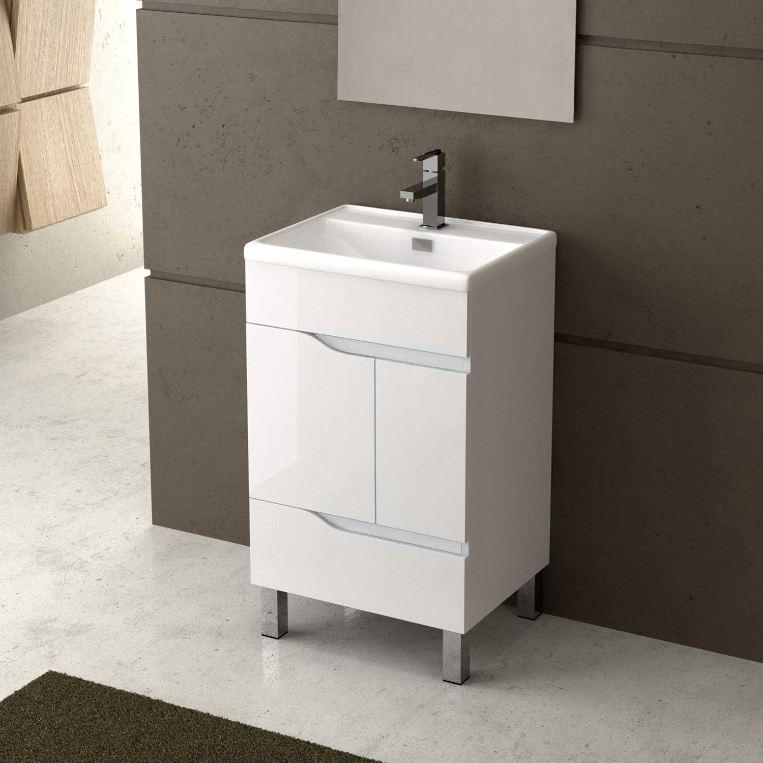 Eviva EVVN546-20WH Charm 20" White Integrated Porcelain Sink bathroom Vanities Eviva EVVN546-20WH Charm 20" White Integrated Porcelain Sink bathroom Vanities