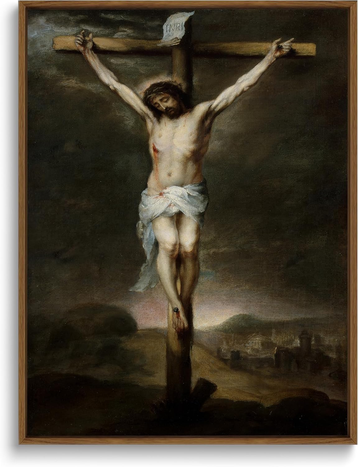 Velazquez Christ Crucified Floating Framed Canvas Wall Art Jesus on Cross Painting Prints Posters Religious Wall Decor Christian Artwork for Living Room Bedroom Office Chapel Home Gift 12x16 Inches
