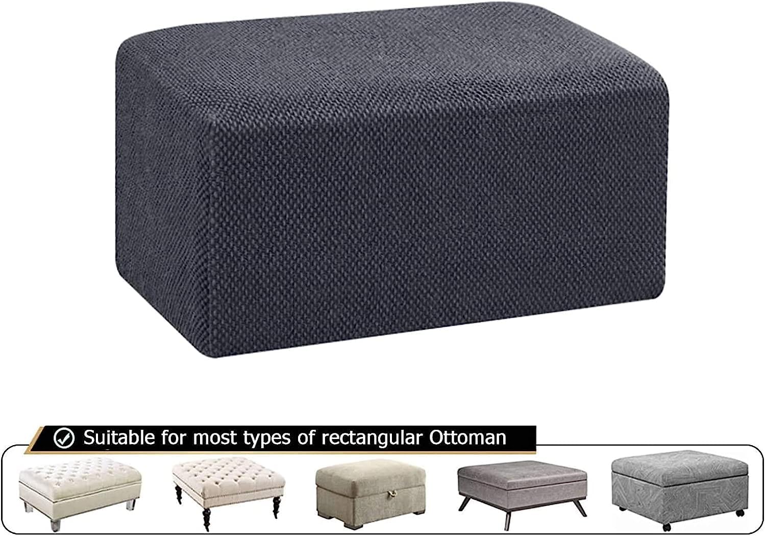 Tophacker Jacquard Ottoman Cover, Footstool Protector Covers Stretch Fabric Storage Ottoman Covers, High Spandex Slipcover, Stretch Ottoman Slipcover for Rectangle Storage Ottomans (Color : Yellow)
