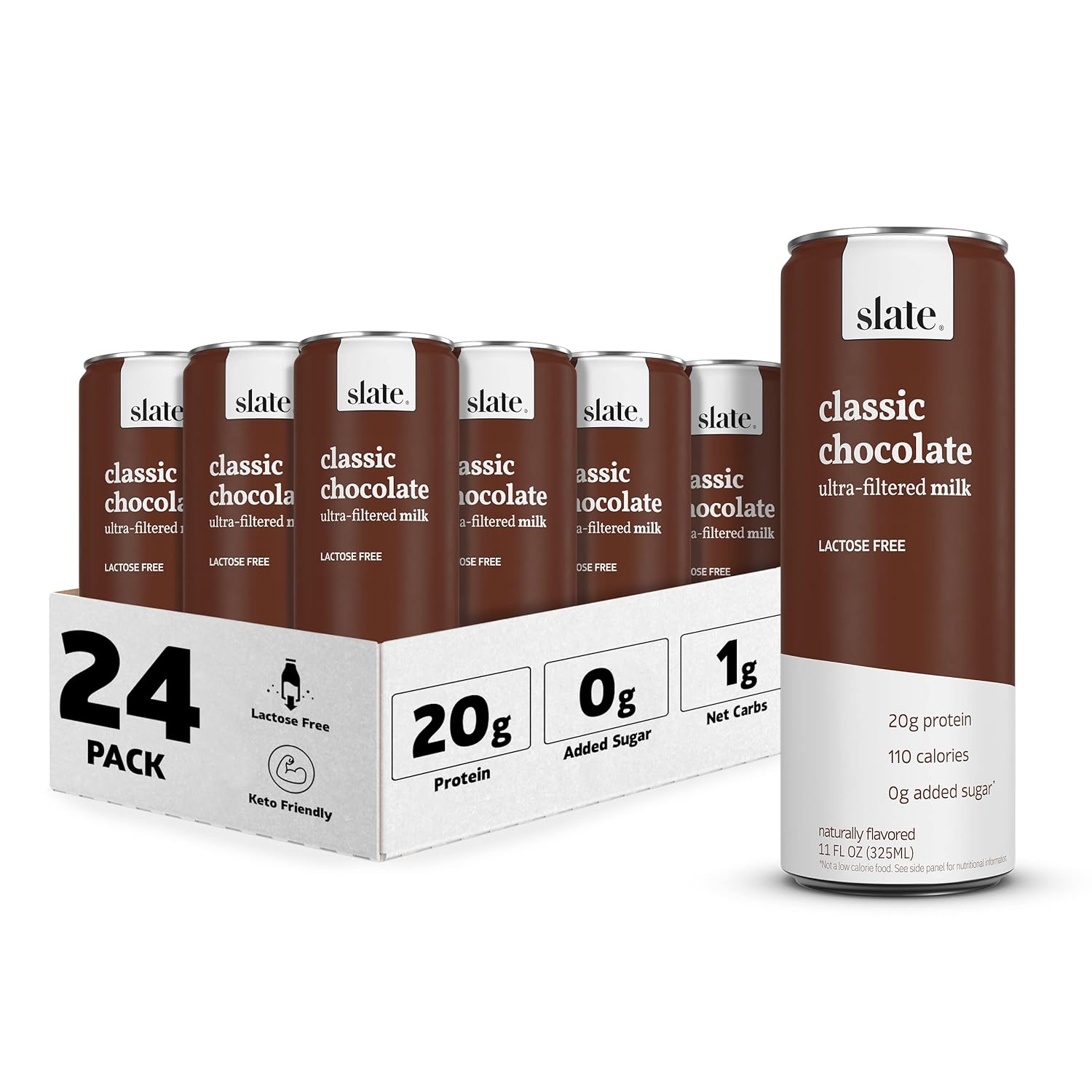 Slate Milk High Protein Shake, Classic Chocolate, 20g Protein, 0g Added Sugar