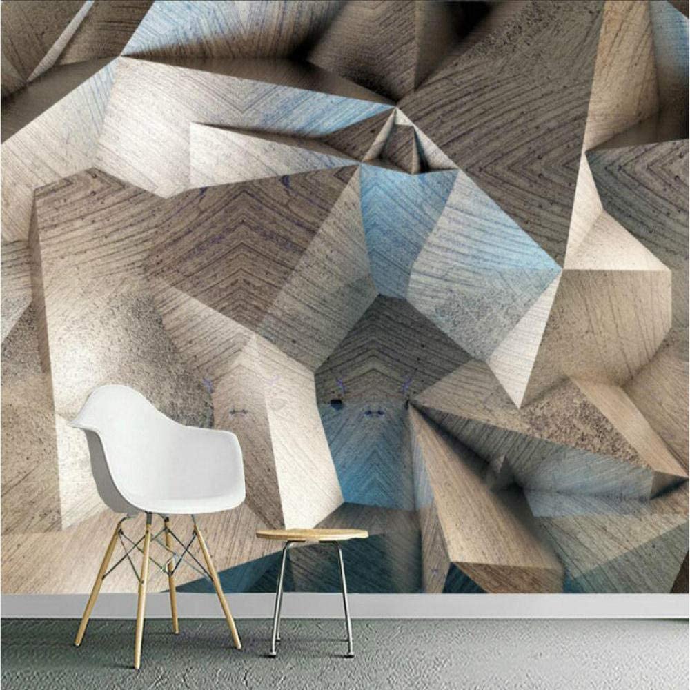 Moderno 3D Stile Industriale Geometrico Grigio Carta Da Parati Adesivi Murali Stick E Peel Carta Da Parati Rimovibile Murale Per Soggiorno Ufficio Ristorante Dell' 350 (larghezza) x 256 (altezza) cm