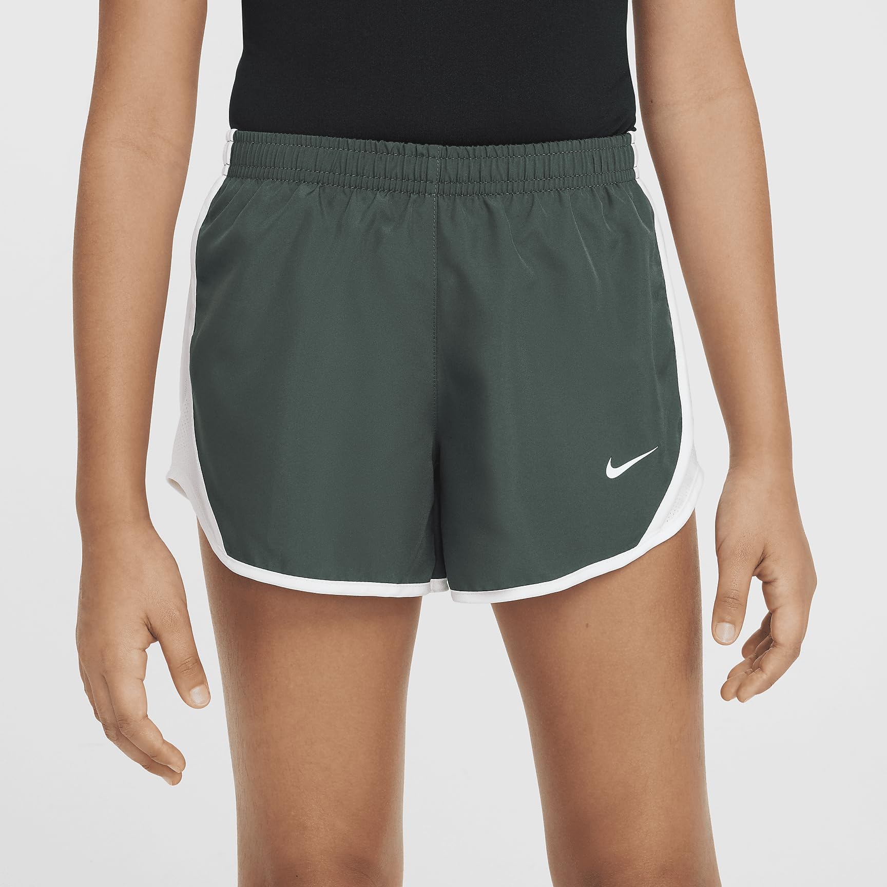 Nike Tempo Big Kids' (Girls') Dri-FIT Running Shorts (Vintage Green/White/White/White, 848196-340) Size X-Large