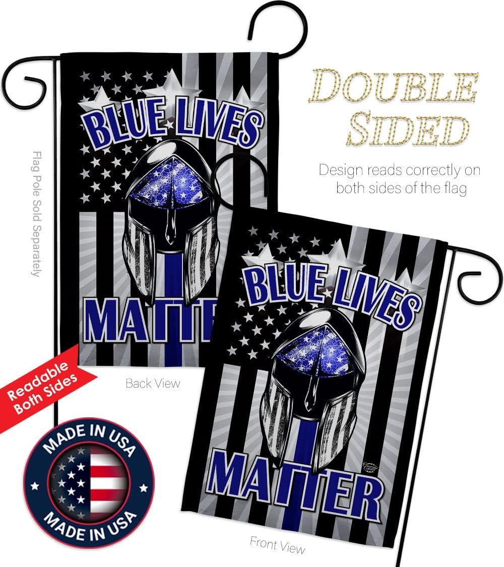 Blue Lives Matter Garden Flag Set Wall Hanger Armed Forces Police Cop Law Enforcement Sheriff Officer Line Support House Decoration Banner Small Yard Gift Double-Sided, Made In USA