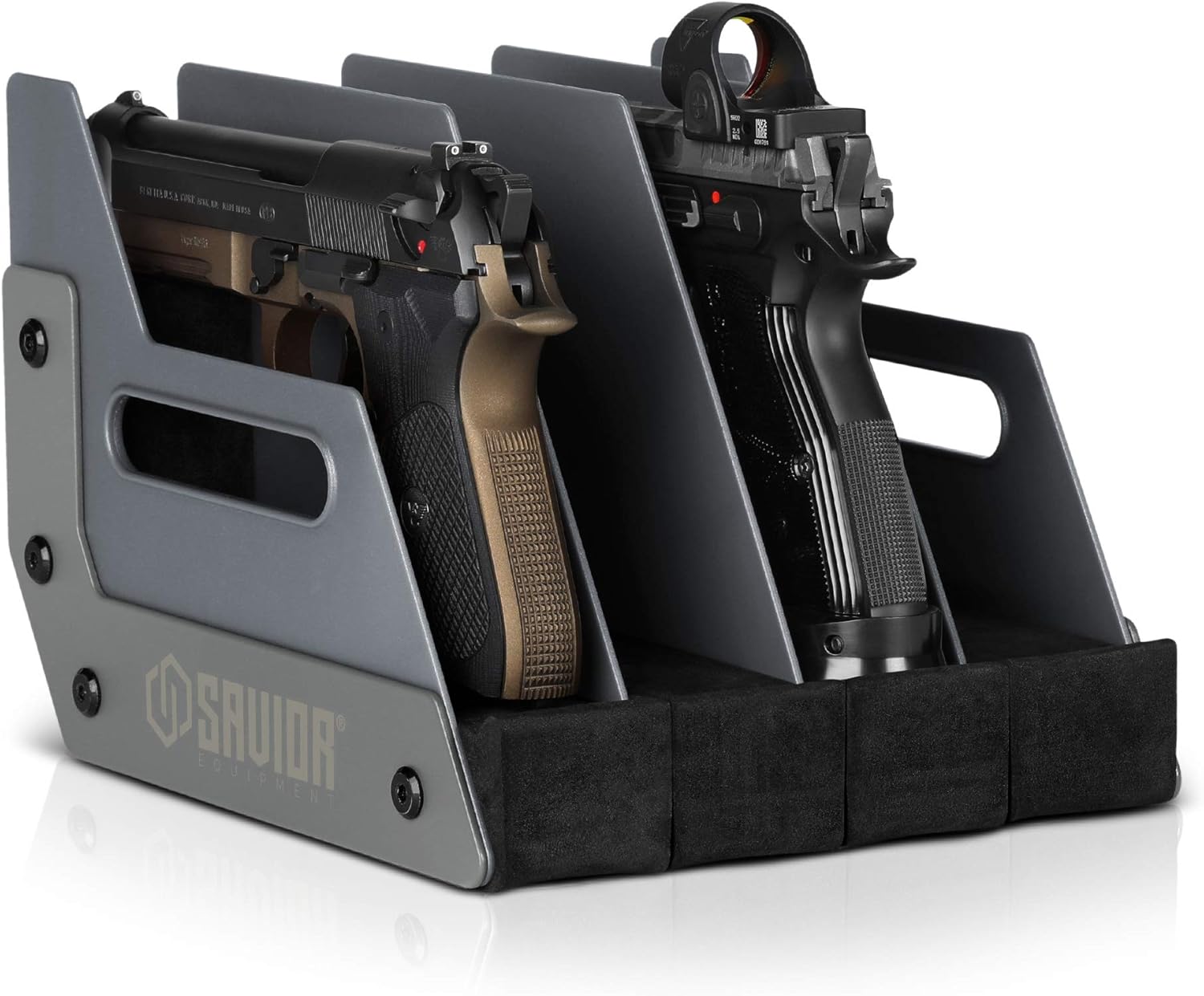 Savior Equipment Gun Pistol Revolver Firearm Handgun Rack Stand, Fit 4-12 of Most Long-Barreled Pistols, Cushioned Foam to Protect, Gun Safe Cabinet Storage Organizer Accessories