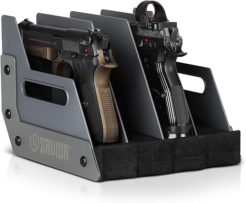 Savior Equipment - Exhibidor para pistola, revólver, arma de fuego, para 4 a 8 de la mayoría de pistolas de cañón largo, espuma acolchada para
