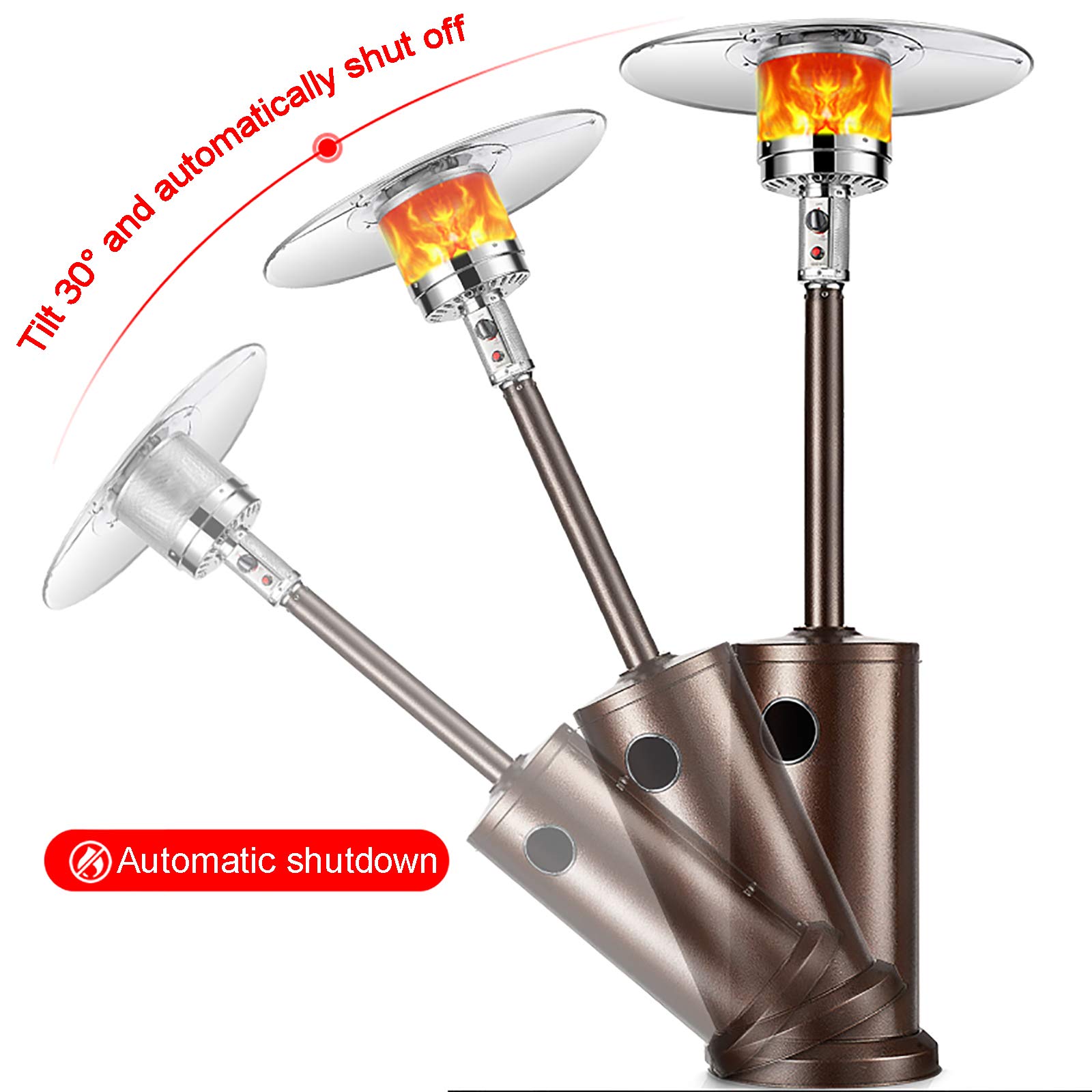fungo riscaldante per esterno Riscaldatore Da Esterno Per Patio - Riscaldatore Da Terra In Acciaio Inossidabile A Propano Da 44000 BTU Regolabile In Altezza, Per Matrimoni In Giardino, Feste