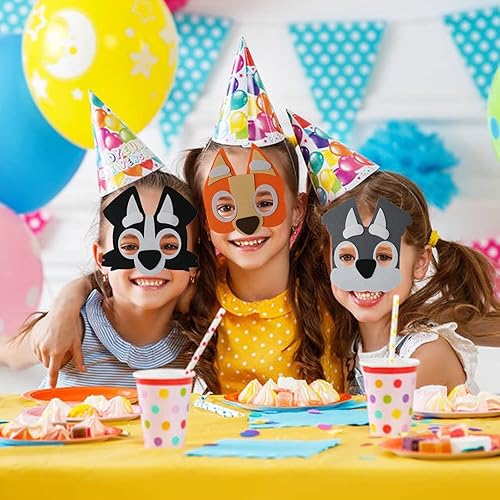 Miniatura 6 de Paquete de 21 máscaras de fieltro para cachorros y perros para niños, suministros de fiesta temática de cachorros, regalos de fiesta de cumpleaños,